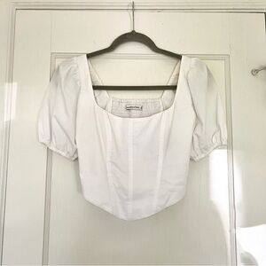 Abercrombie & Fitch Puff Sleeve Poplin Corset White - XS